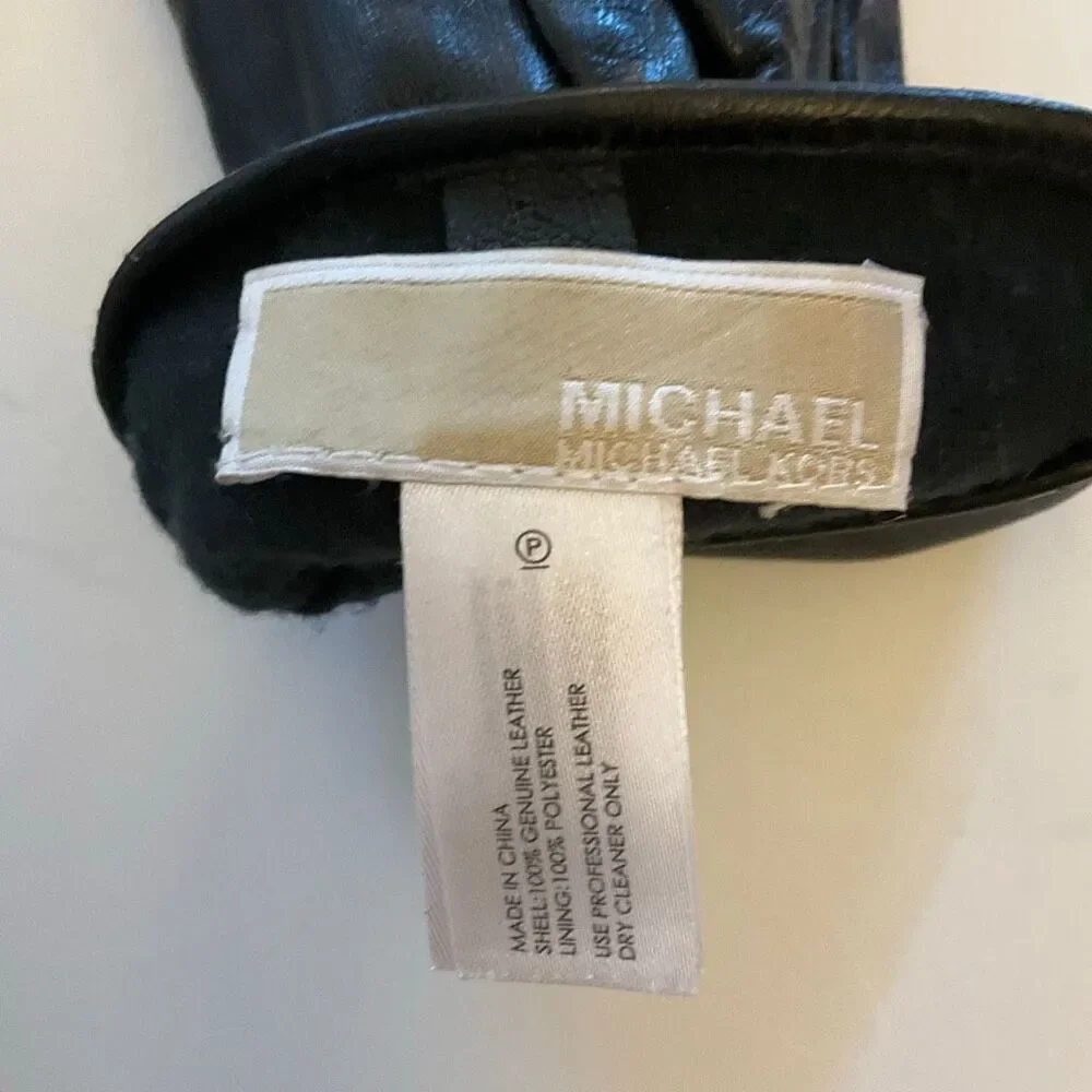 Leather Black Michael Kors Gloves. S. Logo on buckle. Punk goth richmom